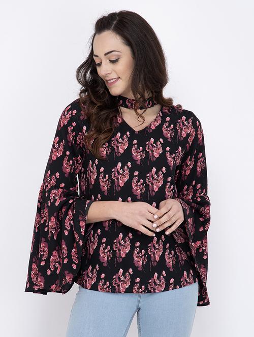 choker neck floral top - 17333403 - Standard Image - 1