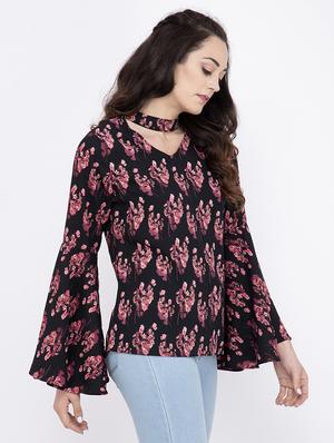 choker neck floral top - 17333403 - Standard Image - 2
