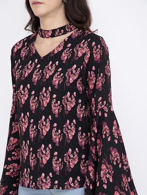 choker neck floral top - 17333403 - Standard Image - 4