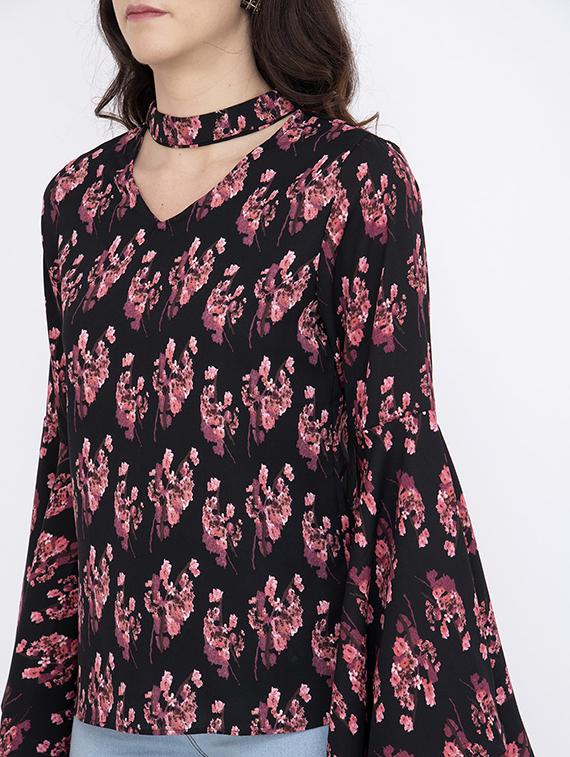 choker neck floral top - 17333403 - Zoom Image - 4