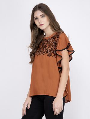 embroidered detail a line top - 17333404 - Standard Image - 2