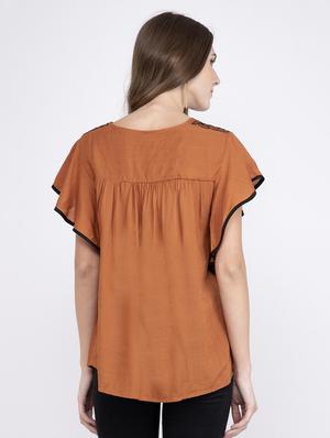 embroidered detail a line top - 17333404 - Standard Image - 3