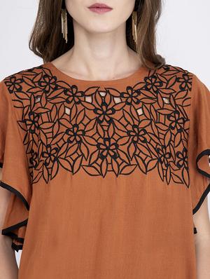 embroidered detail a line top - 17333404 - Standard Image - 4