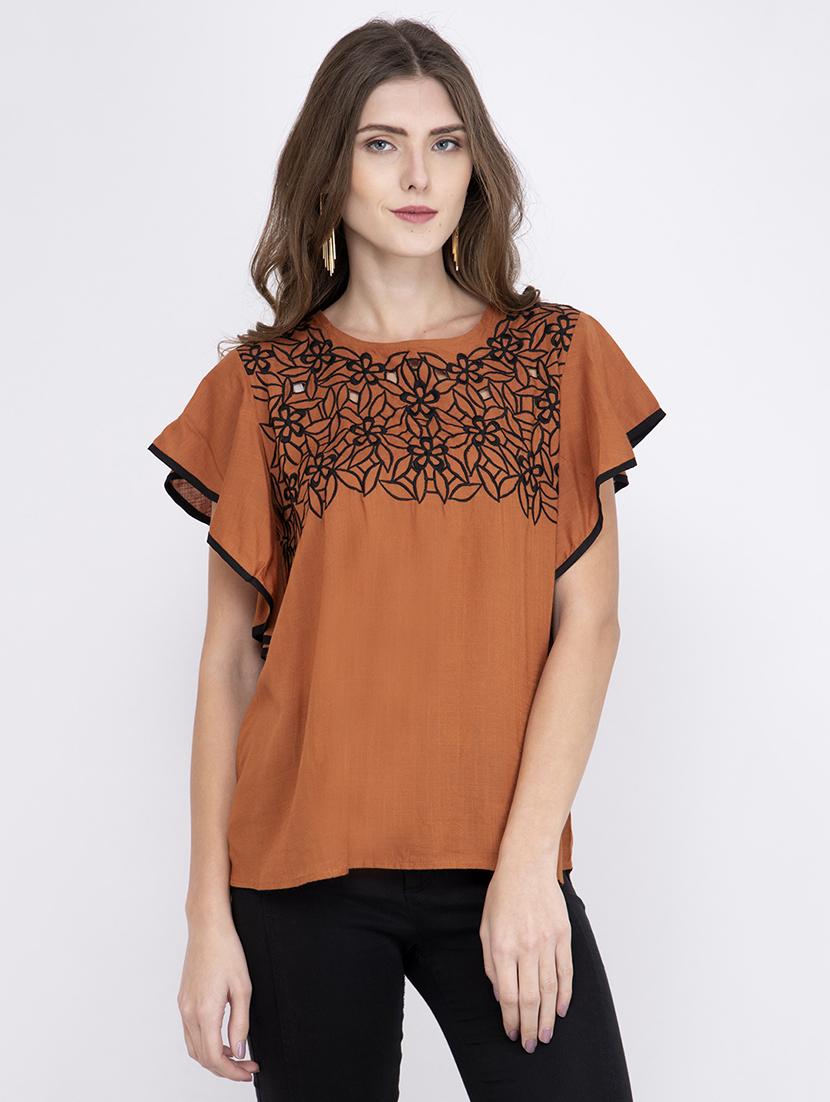 embroidered detail a line top - 17333404 - Zoom Image - 1
