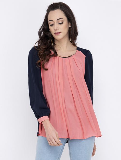 embellished detail color block top - 17333405 - Standard Image - 1