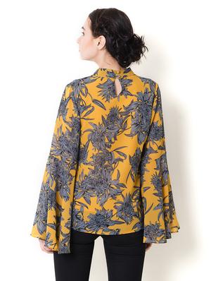 choker neck bell sleeved top - 17333407 - Standard Image - 3