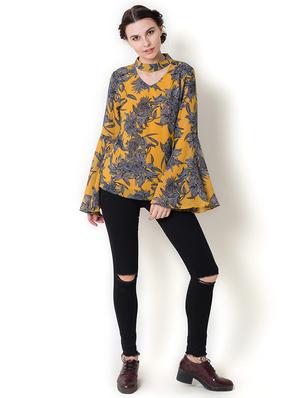 choker neck bell sleeved top - 17333407 - Standard Image - 4