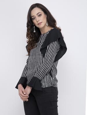 bell sleeved striped top - 17333408 - Standard Image - 2