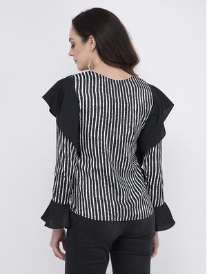 bell sleeved striped top - 17333408 - Standard Image - 3