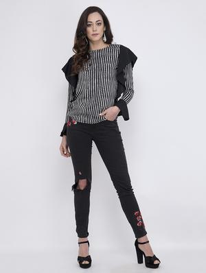 bell sleeved striped top - 17333408 - Standard Image - 4