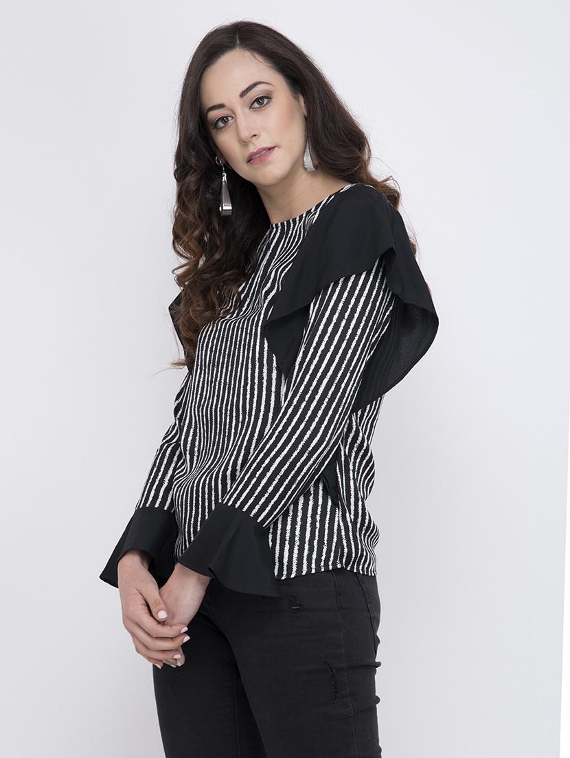 bell sleeved striped top - 17333408 - Zoom Image - 2