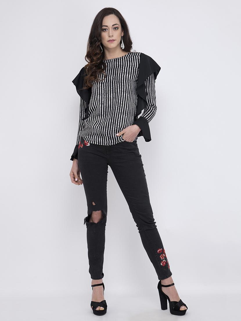 bell sleeved striped top - 17333408 - Zoom Image - 4
