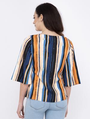 round neck striped top - 17333409 - Standard Image - 3
