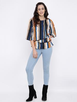 round neck striped top - 17333409 - Standard Image - 4
