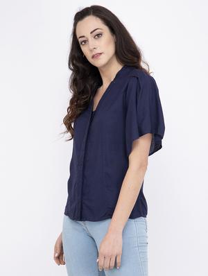 mandarin neck bell sleeved top - 17333410 - Standard Image - 2