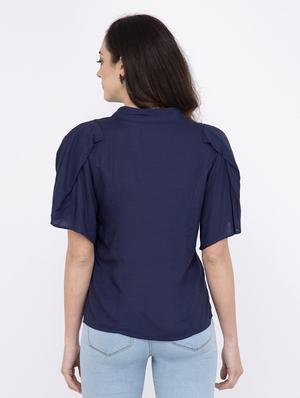 mandarin neck bell sleeved top - 17333410 - Standard Image - 3