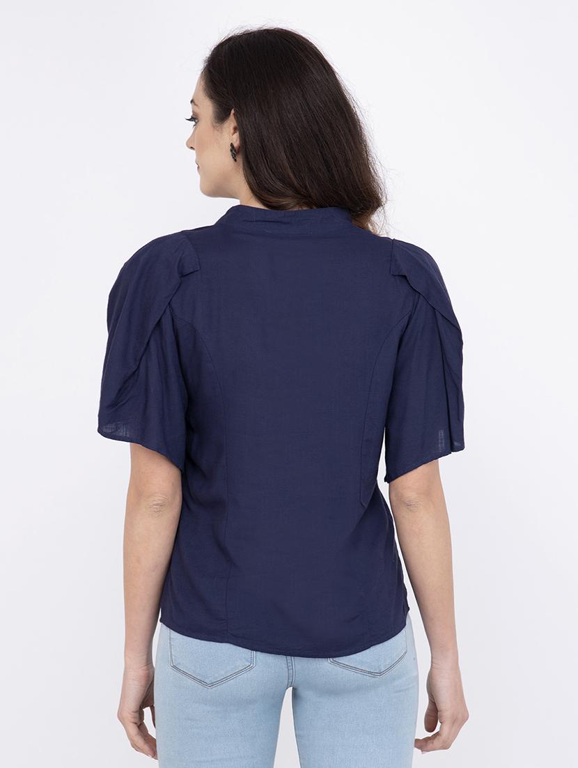 mandarin neck bell sleeved top - 17333410 - Zoom Image - 3