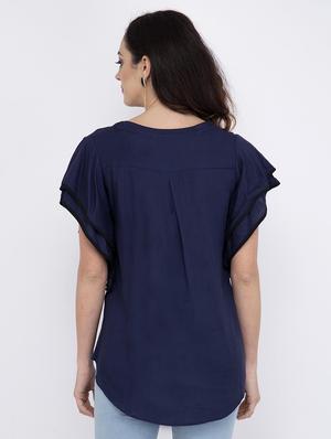 embellished detail mandarin neck top - 17333412 - Standard Image - 3