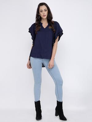 embellished detail mandarin neck top - 17333412 - Standard Image - 4