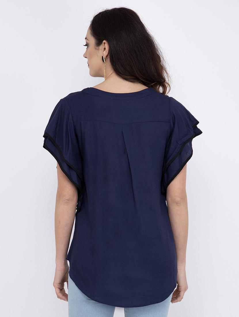 embellished detail mandarin neck top - 17333412 - Zoom Image - 3