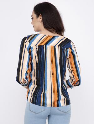 v-neck striped top - 17333413 - Standard Image - 3