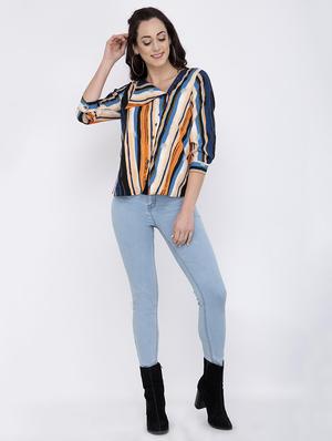 v-neck striped top - 17333413 - Standard Image - 4