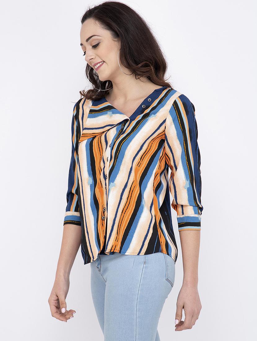 v-neck striped top - 17333413 - Zoom Image - 2
