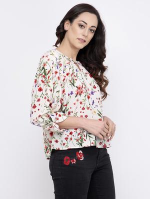 key hole neck floral top - 17333419 - Standard Image - 2
