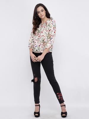 key hole neck floral top - 17333419 - Standard Image - 4