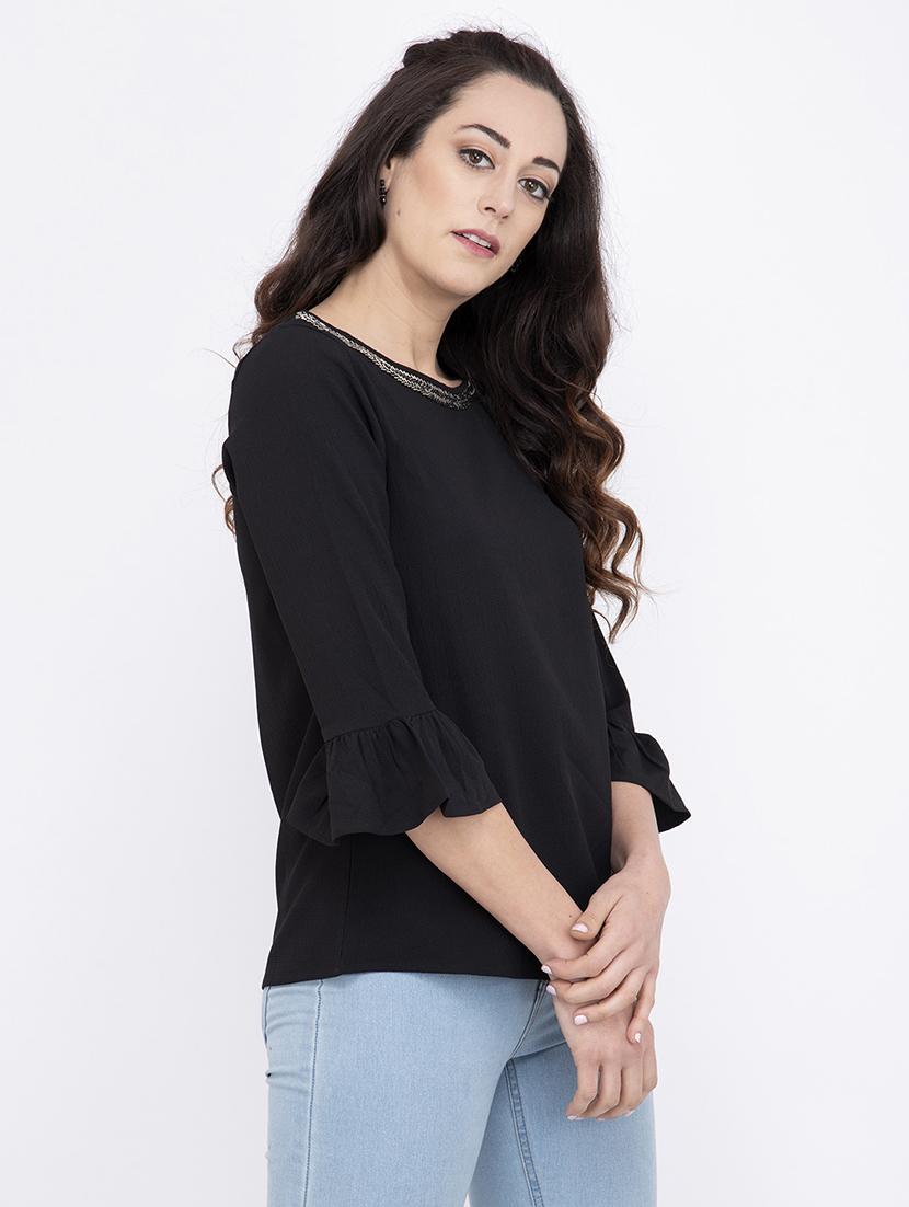 embellished detail bell sleeved top - 17333420 - Zoom Image - 2