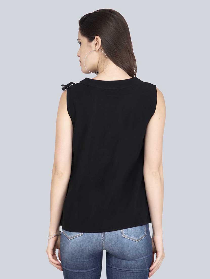 tassel embellished round neck top - 17333424 - Zoom Image - 3