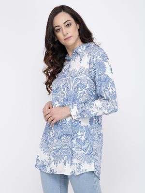 shirt collar paisley top - 17333430 - Standard Image - 2
