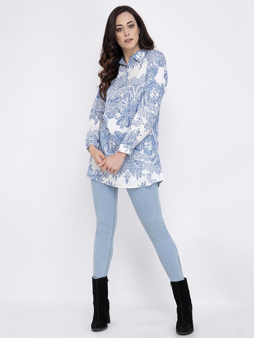 shirt collar paisley top - 17333430 - Zoom Image - 4