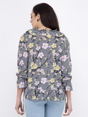 tie up neck floral top - 17333432 - Standard Image - 3