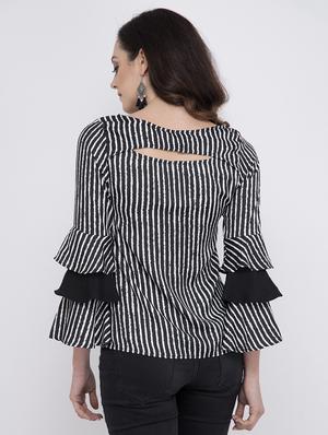 bell sleeved striped top - 17333436 - Standard Image - 3