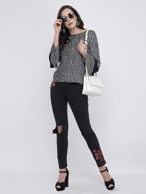 bell sleeved striped top - 17333436 - Standard Image - 4
