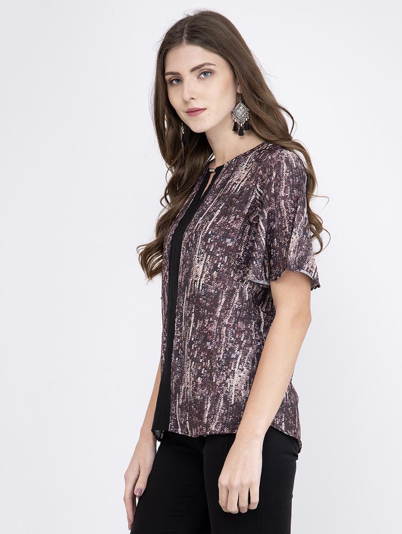 key hole neck printed top - 17333438 - Zoom Image - 2