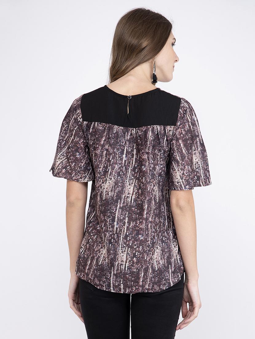 key hole neck printed top - 17333438 - Zoom Image - 3