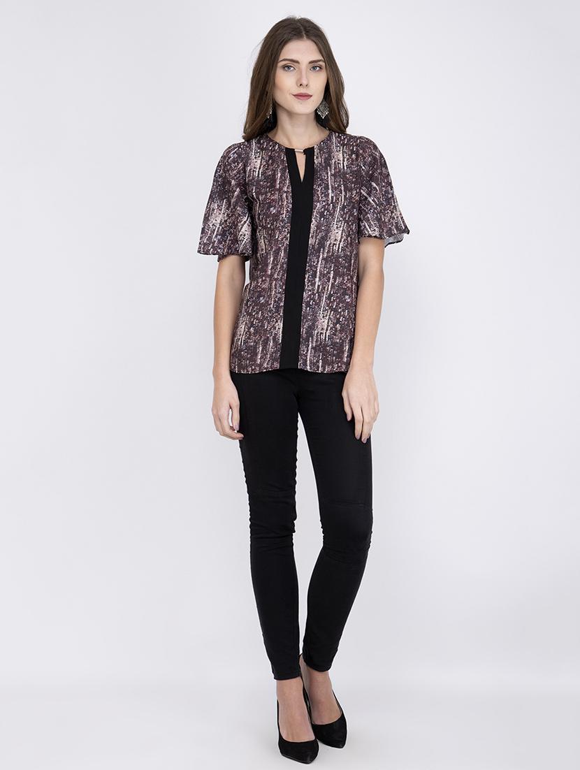 key hole neck printed top - 17333438 - Zoom Image - 4