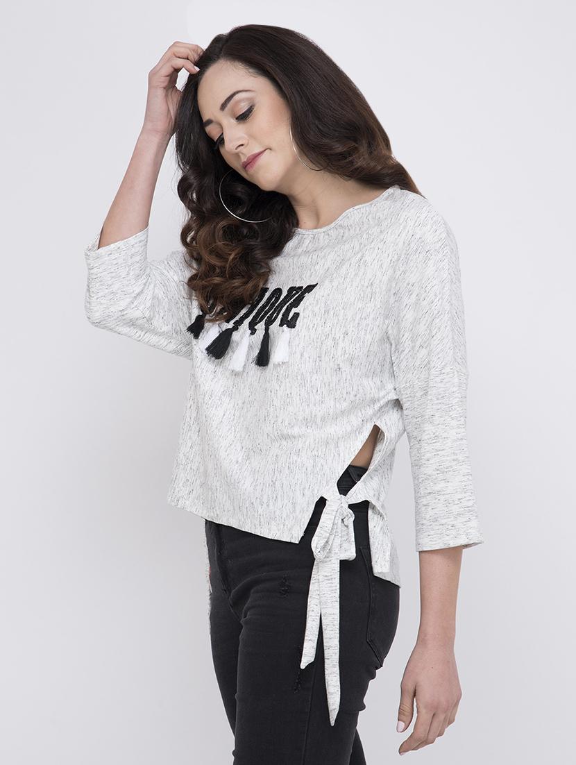 side tie knot embellished top - 17333439 - Zoom Image - 2