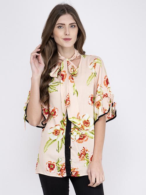 tie up neck floral top - 17333440 - Standard Image - 1