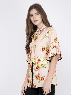 tie up neck floral top - 17333440 - Standard Image - 2