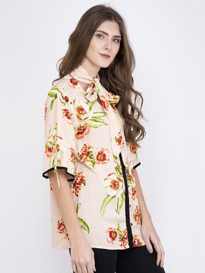 tie up neck floral top - 17333440 - Standard Image - 3