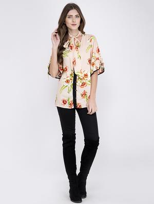 tie up neck floral top - 17333440 - Standard Image - 5