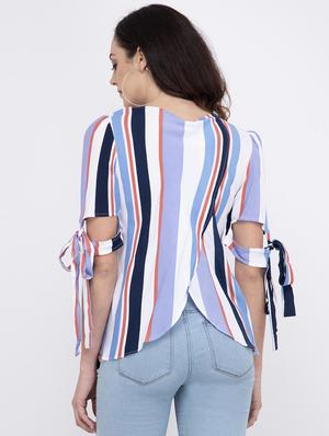 tie knot detail striped top - 17333442 - Standard Image - 2