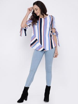 tie knot detail striped top - 17333442 - Standard Image - 3
