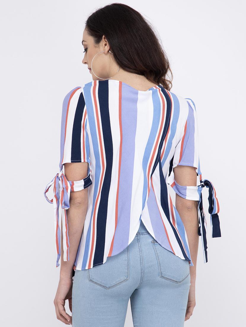 tie knot detail striped top - 17333442 - Zoom Image - 2
