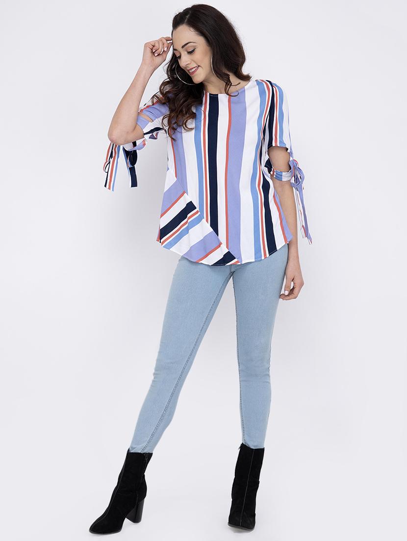 tie knot detail striped top - 17333442 - Zoom Image - 3