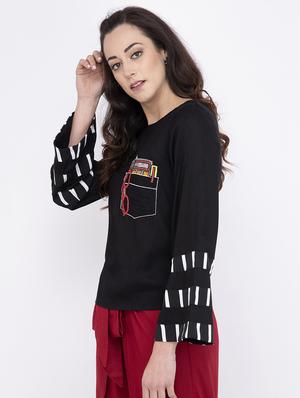 bell sleeved embroidered detail top - 17333444 - Standard Image - 2