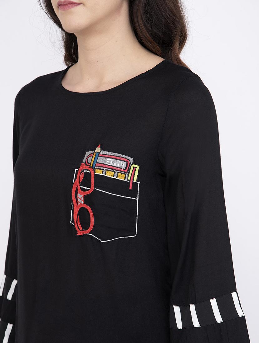 bell sleeved embroidered detail top - 17333444 - Zoom Image - 4
